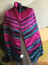 Foulard 100 % soie CAROLL fushia bleu canard NEUVE.