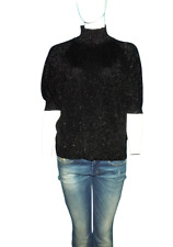 GEORGES RECH pull manches courtes noir à paillettes laine Taille : 40