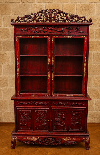 Bibliothèque chinoise bois - en,