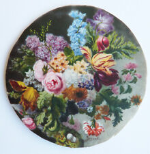 Peinture miniature signée DROUET fin 19e siècle fleurs et nid painting