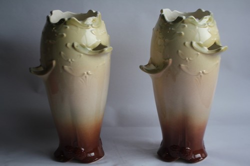 Paire vases barbotine gustave - vases,