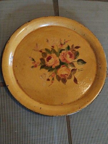 Plateau tole fleurs peintes - tole,