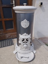 Poêle à BOIS Godin 124 / 3721 Emaillé Blanc grand rond  sortie 111mm  10Kw