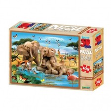 3D Puzzle Enfants - 100 Pièces - Éléphant Prendre Un Mauvais - Afrique - Faire A