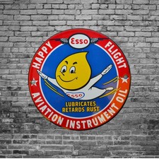 Plaque émaillée ESSO aviation lubrifiant huile emailschilder ++ 15 cm ++