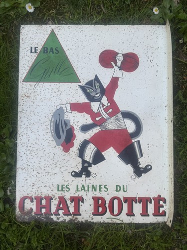 Tôle émaillée chat botte - botte,