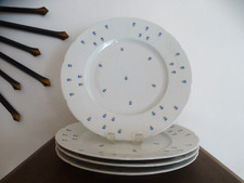 4 assiettes plates porcelaine GDA Limoges France barbeaux bleuets - Ø 24,5 cm