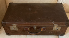 Top! Vintage 40/50er Années Vieux (Déco ) Valise Braun Shabby 66x39x20 Charnière