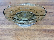 Coupe à fruits art-déco Verre moulé marron. Pied métal chromé vintage collection