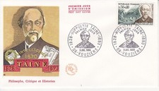 Enveloppe 1er jour Homme Célèbre Hippolyte Taine Philosophe 1966 FDC 1