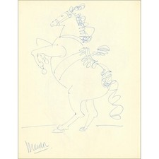 MENTOR Blasco - Dessin original à l'encre "Le cheval cabré" 27x21cm - 1963