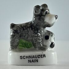 Fève en porcelaine Schnauzer nain Chien Porcelain bean D65R