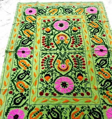 Vibrant green suzani floral - vibrant,