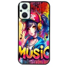 Coque noire pour Reno 8 Lite anime manga et music