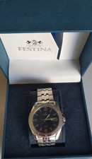montre homme festina en acier avec cadran bleu fonce metallise