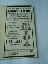 Publicité 1926  Lampe Titus une merveille Tito Landi