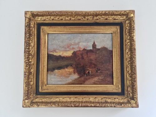 Huile sur carton scène - huile,