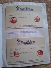 Rare 4 cartes collé hôtel du 12 avril 1992 euro disney disneyland eurodisney 