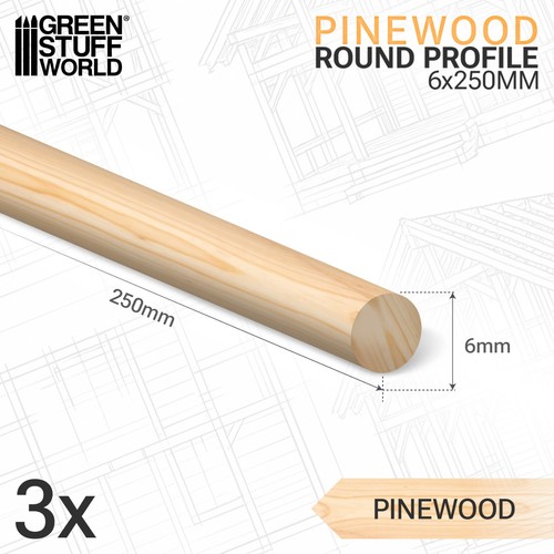 Baguette ronde bois - baguette, 6x250mm