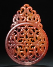 4.7" Chine naturelle Hetian Jade sculpture 12 Zodiac Année Dragon Amulet Bi
