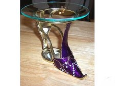 3 PC PURPLE CERAMIC RHINESTONE HEEL SHOE CANDLE & POTPOURRI HOLDER CANDLE GLASS