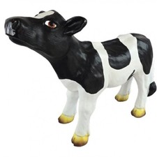 Vache veau en résine noir et
