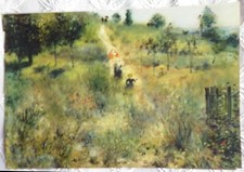 Renoir Chemin montant dans les hautes herbes Superbe reproduction