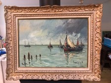 Tableau / Huile sur toile signée Robert L.P. LAVOINE / Honfleur / 1950