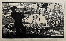 Cerfs Volants AUGUSTE LEPERE Gravure BOIS XIX°