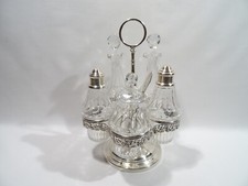 ANCIEN SERVITEUR A CONDIMENTS CRISTAL BACCARAT METAL ARGENTE MOUTARDIER HUILIER