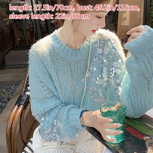 Femme sequin creux pull - sequin,