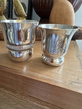 Lot 2 timbales poinçon CGF et argent décor champêtre