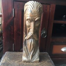 RARE ANCIENNE BELLE STATUE BUSTE SCULPTURE DON QUICHOTTE EN BOIS Hauteur 33 cm