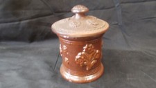 POT a TABAC en GRES de BEAUVAIS avec Couvercle Céramique Emaille Décor Floral