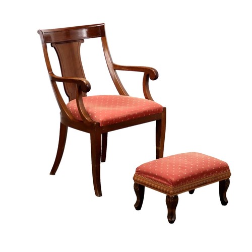 Fauteuil ancien noyer tissu - ancien,
