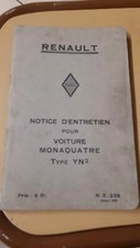 RENAULT, Voiture Monaquatre Type YN2, Notice d'entretien Octobre 1933 d'origine