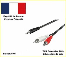 1,5m Cable Cordon Jack Audio 3,5mm Male vers 2x RCA Male 1,5 mètres  BU