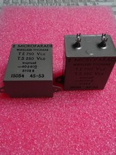 Lot de 2 Condensateur à Papier huilé 2µF ~ 2UF ~ 2MF Wireless Thomas 250V 750Vcc