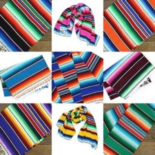 Tricoté Main Mexicain Serape Traditionnel Jorongo Couverture Châle Cape Rayé Vif