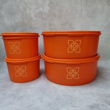 Boîte Tupperware Orange Vintage Fleur - Années 70 - Au Choix