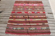 Tapis Turc Kilim 45''x55'' Tissé Main Sivas Oriental Wool Cicim Kilim 115x140cm