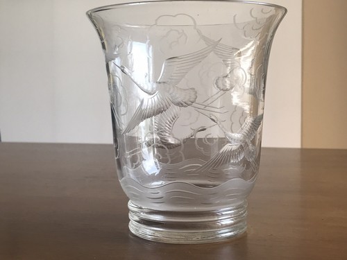 Ancien vase verre decor - vase,