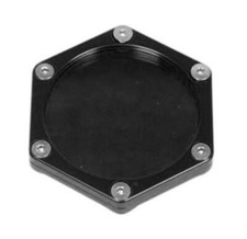 Support porte vignette HEXAGONAL assurance en Alu couleur Noir pour moto trike