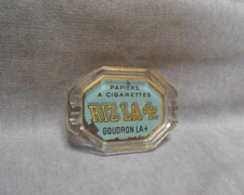 Cendrier publicitaire Vintage verre Papiers à Cigarettes RIZ LA CROIX