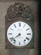 Mouvement mécanique horloge comtoise pendule décor religieux d'époque 19eme