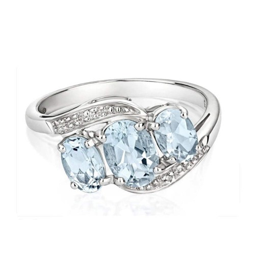 Bague véritable aigue-marine