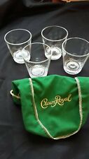 Set Of 4 Crown Royal Whiskey Rocks Drink Glasses Round Embossed Bottom