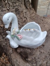 Cygne En Céramique Petit Vase /vide Poche Vintage