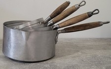 4 CASSEROLES Anciennes En ALUMINIUM AVEC BEC VERSEUR Diamètre 14, 16, 18 Et 20cm