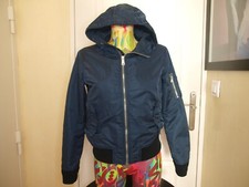 BOMBER  SCHOTT AVEC CAPUCHE BLEU PETROL ,  TAILLE M